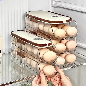 雞蛋收納盒冰箱側門裝雞蛋神器專用食品級雞蛋存放盒自動滾雞蛋架