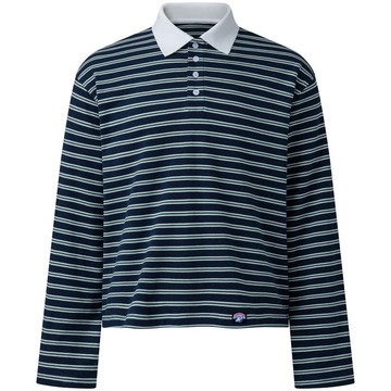 PUSH PUSH RUGBY POLO SHIRT 橫條 長袖POLO衫 (藍綠色)