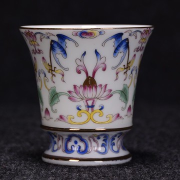 陶生活仿古琺瑯彩萬花茶杯陶瓷品茗杯功夫茶具喝茶杯子個人杯品杯