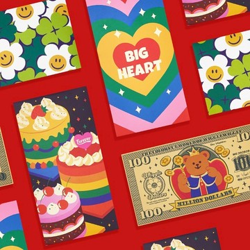 【blank.】全面5折起★Wiggle Wiggle 信封袋-幸運小花/富豪小熊/愛心/生日蛋糕