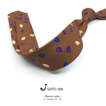 6公分男女窄版領帶 棉質橘色印花復古小領帶英倫花紋休閑結婚領帶