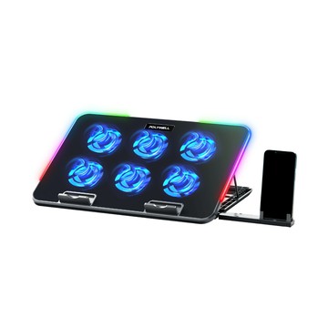 POLYWELL 6風扇筆電散熱支架 10色RGB燈效