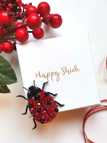 瓢蟲飾品胸針（珠繡）