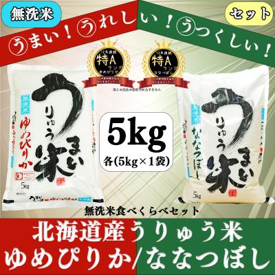 ふるさと納税 雨竜町 うりゅう米食べくらべセット無洗米「ゆめぴりか(5kg)1袋・ななつぼし(5kg)1袋」[A11]