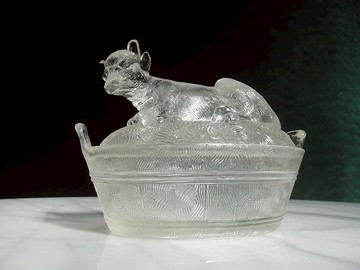 【老時光 OLD-TIME】早期二手台灣製牛造型玻璃儲物罐