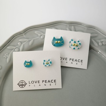 貓貓好朋友耳環 | 點點藍綠