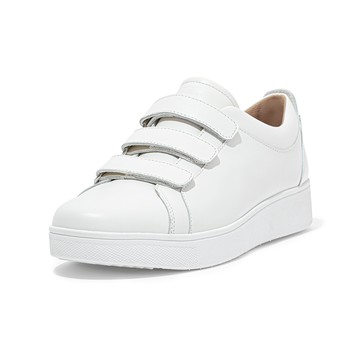 RALLY QUICK STICK FASTENING LEATHER SNEAKERS時尚魔鬼氈造型休閒鞋−都會白