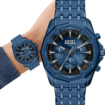DIESEL Stinger 潮流率性風計時手錶 男錶-藍/48mm DZ4705