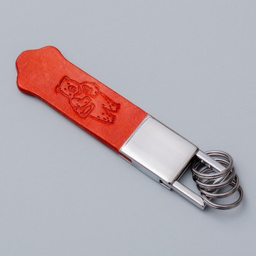 【禮物盒裝】臺灣黑熊植鞣皮革烙印活動鎖扣鑰匙圈