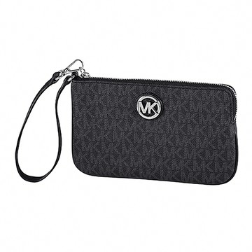 MICHAEL KORS - 滿版LOGO手拿包 (黑灰)