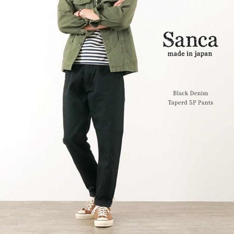 SANCA（サンカ） ブラック デニム テーパード 5Pパンツ / セルヴィッチ