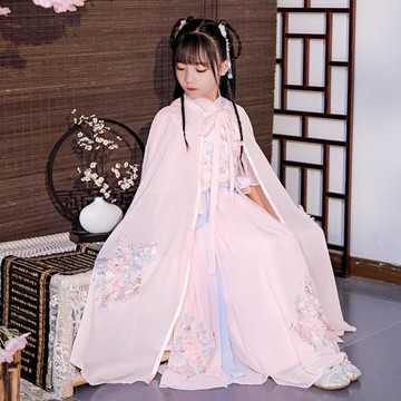 女童披風斗篷漢服古裝披肩連帽長款超仙中國風兒童襦裙公主外套秋