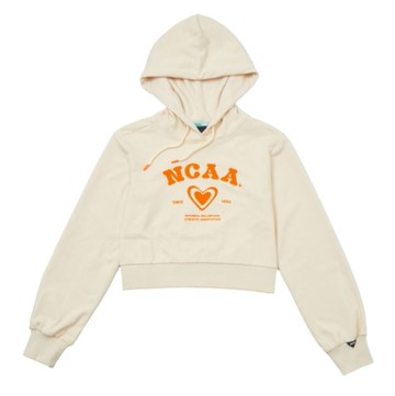 NCAA 帽T 米白 橘LOGO 短版 長袖 女 7452105101