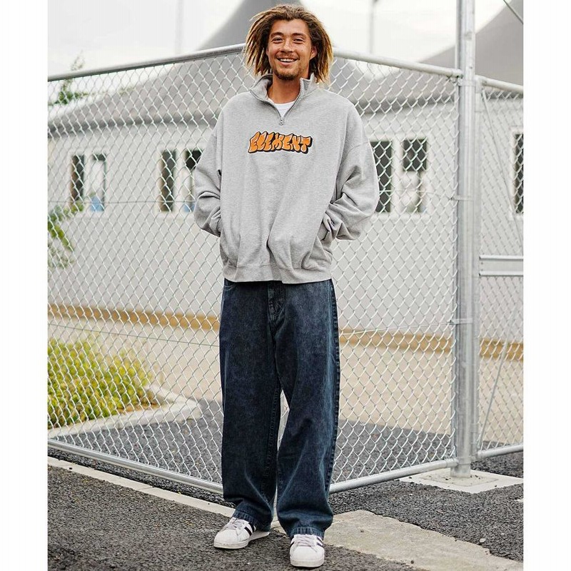 ELEMENT/エレメント メンズ トレーナー ハーフジップ ロゴ