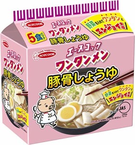 エースコック (袋) ワンタンメン 豚骨しょうゆ 5食パック 470g×6個