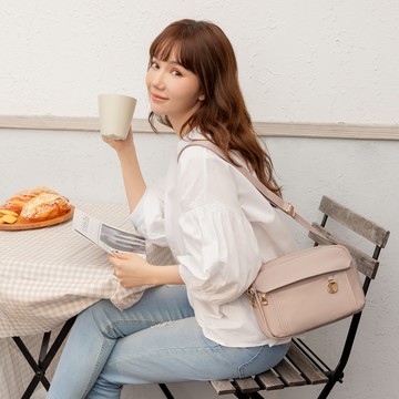 小資必備質感雙層尼龍單肩包 SOPHIE 霧粉紫