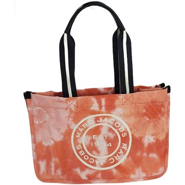 MARC JACOBS 馬克賈伯 渲染圖騰圓標LOGO肩背托特包 橘白