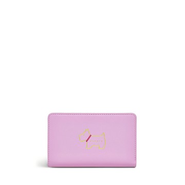 Radley London Womens Leather Heritage Dog Outline Medium Bifold Purse - Pink
