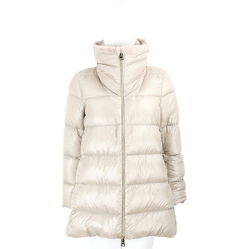 HERNO 皮草內裡立領香檳色絎縫羽絨外套