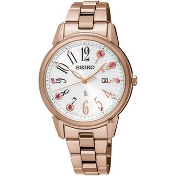 SEIKO 精工 LUKIA 美好時光太陽能女錶 雙12購物節 送禮首選-銀x玫塊金/32mm (SUT302J1)_SK045