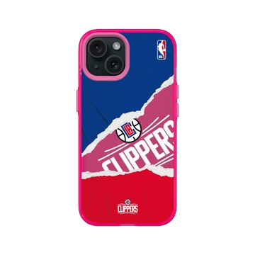 iPhone 15 Clear 粉漾桃 - NBA - 熱血系列-洛杉磯快艇 L.A Clippers - Sweat and Tears