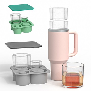 洛陽牡丹 冰格4合1模具stanley冰格大容量圓柱形水杯的帶蓋冰塊託盤模具（OZ）
