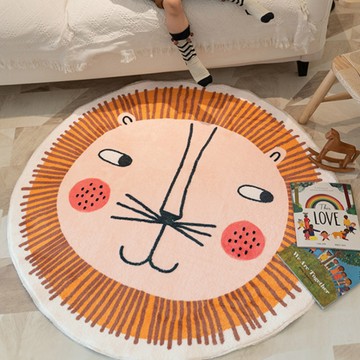 AFAMIC 艾法 兒童房遊戲閱讀爬行地墊/舒棉絨印花地毯  100 x 100 x 1cm  獅子 橘色