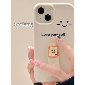 后勤高端&卡通可愛面包指環新款個性適用于iphone16 pro max手機殼蘋果15/14/13/12皮紋防摔全包創意軟殼簡約