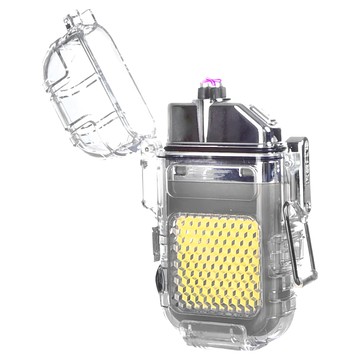 Ad-Forest 野外求生必備曙焰防水雙電弧充電打火機  銀色  1個