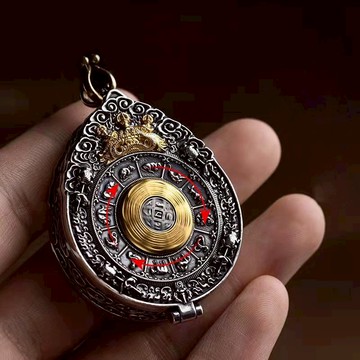 【紫南宮過爐🙏🏻】隔日到貨 九宮八卦 項鏈 嘎烏盒 可旋轉 嘎烏盒吊墜 S925 男生項鏈 護身符 掛件 招財 辟邪