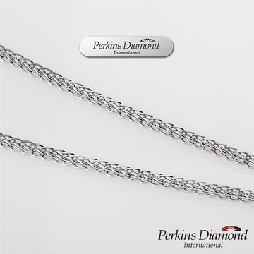 PERKINS 伯金仕 編織方形鍊 14K白金項鍊 41CM