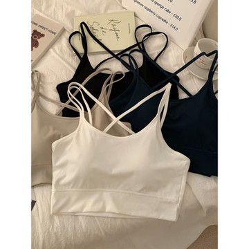 韓系冰絲內衣文胸固定杯交叉美背防走光抹胸裹胸吊帶女早秋季新款