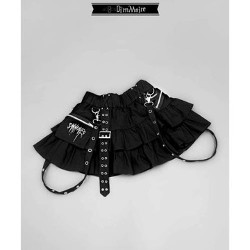 綁帶半身裙原宿系學院風松緊腰亞文化y2K蛋糕裙