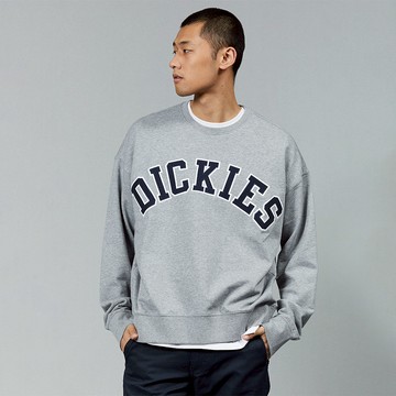 Dickies男款羽灰色胸前大尺寸Logo刺繡寬鬆大學T|DK013103CQ8