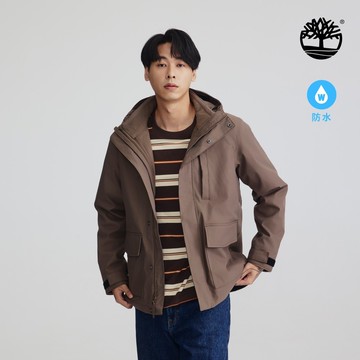 Timberland 男款咖啡色三合一防潑水連帽外套|A6BNCBK0