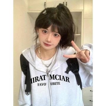 已售9642件💖赤道少女 拉鏈外套女 連帽衛衣 帽衫 oversize 美式復古 簡約 ins 風衣服 秋冬 長袖上衣