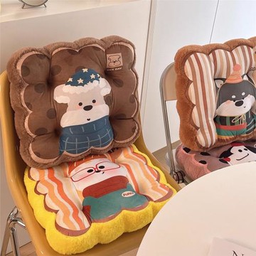 搞笑狗狗系列毛絨坐墊抱枕新款秋冬辦公室學生加厚椅子墊腰靠高級