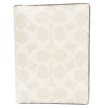 COACH 新款C LOGO拉鍊零錢袋證件夾/護照夾(白)