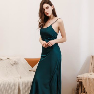 性感睡衣女春夏季蕾絲吊帶睡裙仿真絲性感火辣絲綢薄款冰絲睡衣裙