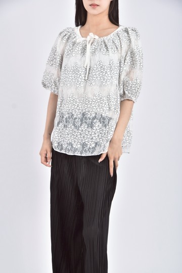 (S) tizzi韓牌紡紗兩件式白色短袖上衣