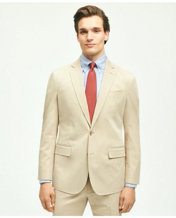 Brooks Brothers Men's Classic Fit Cotton Stretch Suit Jacket | Dark Beige | Size 42 Long