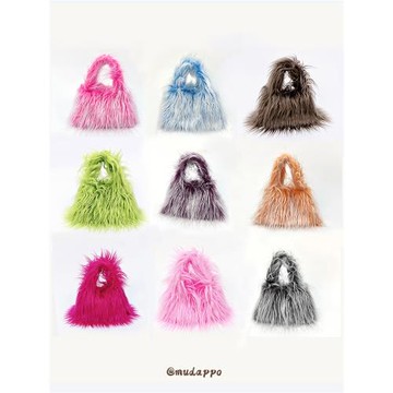 歐美網紅亞比辣妹仿皮草毛絨手提包Y2K千禧原宿風網紅斜挎包