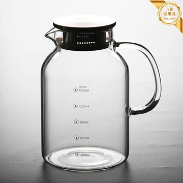 【耐熱防爆】涼水壺 冷水壺 玻璃水壺 涼白開水壺 大容量帶刻度 高硼硅加厚材質 家用冰箱冷泡茶 防燙手柄