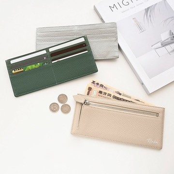 極致纖薄長夾 【 真皮 質感 名入れ 】長皮夾 薄型 錢包 零錢包 質感色 文字刻印 HR56U