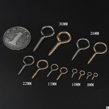 首飾金色不銹鋼裝飾圓環羊眼圈窗鉤螺絲釘自攻配件螺紋通用