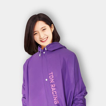 TDN拉鍊斜開速穿雨衣前開雨衣 連身雨衣(鳶紫)