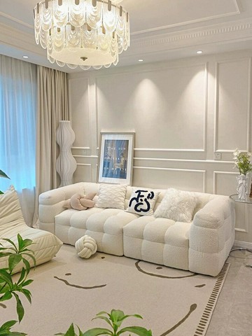 ??快速出貨?? 公司貨 奶油風羊羔絨沙發小戶型客廳布藝簡約公寓雙三人網紅款棉花糖直銷
