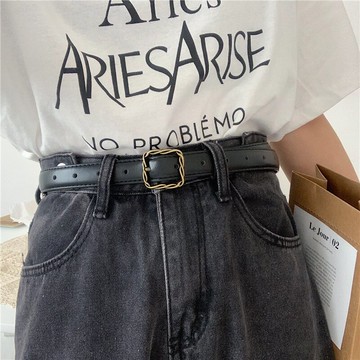 復古方扣皮帶女軟皮ins風韓國學生簡約百搭牛仔褲腰帶男網紅同款