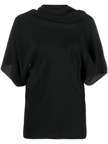 Rick Owens - Seb cowl-neck crepe top - women - Acetate/Silk - 44 - Black