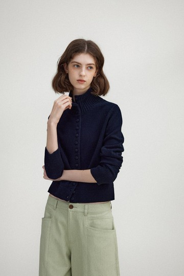 多色可選 綿羊毛立領復古針織開衫